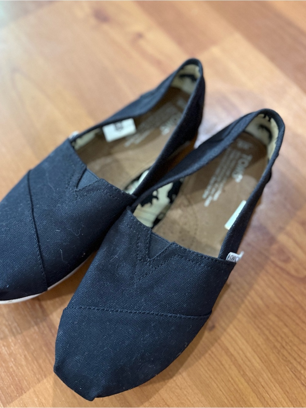 Toms Black Canvas Slip-On Flats for Women